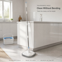 Système de serpillière rotative pour le nettoyage des sols à la maison sur carrelage, bois, stratifié, avec séparation de la saleté, tampon en microfibre, conception mains libres