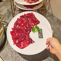 Plato de Melamina Ecológico para Servir Rollos de Cordero y Res, Nuevo Diseño, Plato Plano con Grabado Europeo, para Bodas, Fiestas, Hot Pot, Libre de BPA