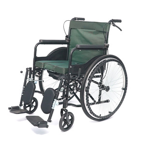 Silla de Ruedas Manual Plegable de 24 Pulgadas con Asiento Cómodo, Ligera, Verde, de Acero al Carbono para Personas Mayores y con Discapacidad - Product Image 1