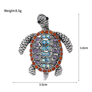 Broche de tortuga bonito con diamantes de imitación de cristal Vintage, broche de tortuga con organismo marino de diamante - Product Image 4