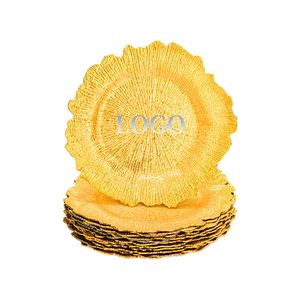 Assiette de présentation dorée personnalisée de 13 pouces pour dîner, banquet ou mariage - Product Image 1