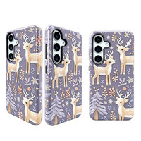 Coque de téléphone antichoc avec broderie cerf et motifs floraux pour Galaxy, motif animalier mignon de la forêt, pour femmes et filles