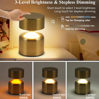 Dontalen Dreifarbige Dimmbare Touch-Schalter Wiederaufladbare LED-Tischlampe Nordisches Modernes Hotel Restaurant Bar Gold Schreibtischlampe