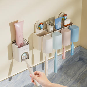 Soporte para cepillos de dientes con ventosa, almacenamiento rectangular moderno para montaje en pared para baño, sin taladro, fácil de limpiar - Product Image 3