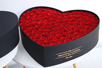 Cœur géant fait main avec 100 roses éternelles de qualité supérieure dans une boîte en forme de cœur pour Thanksgiving et Noël
