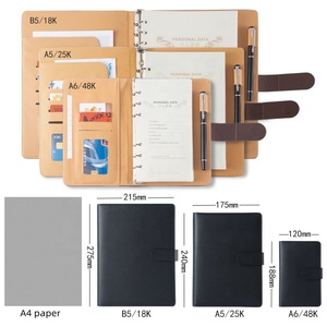 Kinh doanh màu đen <span class=keywords><strong>A5</strong></span> chất kết dính với logo, Nâu 6 Vòng chất kết dính Tạp Chí, A6 lá lỏng lẻo chất kết dính máy tính xách tay với đóng cửa từ - Product Image 4