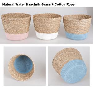 <span class=keywords><strong>Cesta</strong></span> de Almacenamiento Decorativa Nórdica Ecológica Tejida con Cuerda de Algodón, Jacinto de Agua Natural, Esparto y Hierba Marina de Colores - Product Image 5