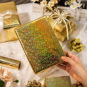 Yarcony Gold Wrapping Paper Roll 17 Inch X 33 Feet Holographic Star Pattern Double Side Metallized Paper For Holiday Gift <b>Wrap</b> - Product Image 4