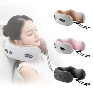 Productos más vendidos 2024 Travel Car Home Calefacción vibratoria eléctrica Forma de U Almohada masajeadora de cuello Almohada de masaje de cuello