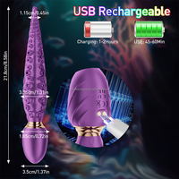 360 °   Dildo monstre à tentacules en silicone, jouet sexuel fantaisie pieuvre rechargeable par USB pour stimulation du point G féminin