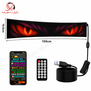 MuenLED Pantalla LED Flexible Inteligente para Coche, Bluetooth, Diseño Ojo de Diablo, Adhesivo, IP65 Impermeable, 1000cd de Brillo, 150x16.6cm - Product Image 1