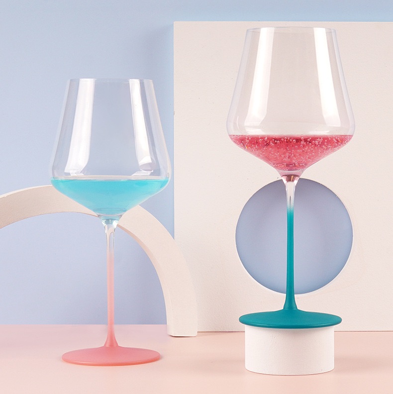 Multiple colors 800~900 ml Frosted color red wine glass sandblasting process crystal glass