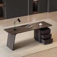 Bureau de direction moderne pour le bureau à domicile, avec tiroirs, charge sans fil, finition en bois laqué, design minimaliste
