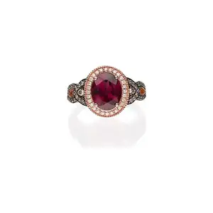 14K Rose Gold Purplish Pink Natural Garnet Ring Daily Work Wear Jewelry for Women Gifts for Her