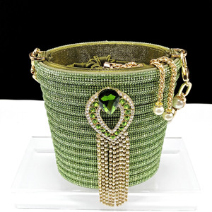 Strap square-toe thick-soled striped diamond-<b>studded</b> women's shoes - same style as the pearl tassel bucket <b>bag</b> shoe and <b>bag</b> set - Product Image 3