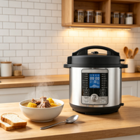 Cuisinière électrique multifonctionnelle 6L 14-en-1 en acier inoxydable avec écran LCD numérique, commande à une touche, cuve intérieure antiadhésive