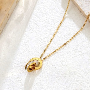 Collares con Colgante de Corazón de Acero Inoxidable, Unisex, Color Oro/Plata, Cadena con Diseño de Olas, Tendencia de Moda para Festivales, Gran Venta - Product Image 3