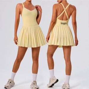 热销时尚美背无袖带口袋短裤健身舞蹈服高尔夫瑜伽女式网球服 - Product Image 1