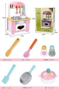 Juego de Juguetes de Cocina de Madera 2 en 1 para Niñas, Color Rosa, con Accesorios de Cocina de Juguete - Product Image 6