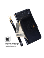 Étui de téléphone en cuir huilé avec portefeuille zippé, emplacements pour cartes, boucle magnétique, coque brevetée pour iPhone 18 Pro Max 17 16 15 Plus 14