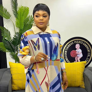 Vestidos Casuales Holgados de Talla Grande para Mujer, Estilo Geométrico, Estilo Africano, Plisado <span class=keywords><strong>Issey</strong></span> Miyake, Venta al por Mayor de Fábrica - Product Image 1