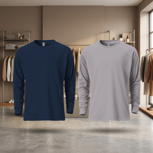 เสื้อยืดแขนยาวผู้ชาย ผ้าหนา สีพื้น ไม่เป็นขุย ไม่ยับ ดีไซน์ไหล่ตก - Product Image 2