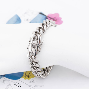 Bracelet chaîne cubaine en acier titane pour homme, maillons épais, style géométrique, bijoux punk moto - Product Image 3