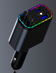 Caricabatterie <span class=keywords><strong>Auto</strong></span> Retrattile 4 in 1 con Ricarica Rapida PD, Display LED a Stella, Doppia Porta USB-C, Protezione OTP per Laptop - Product Image 4