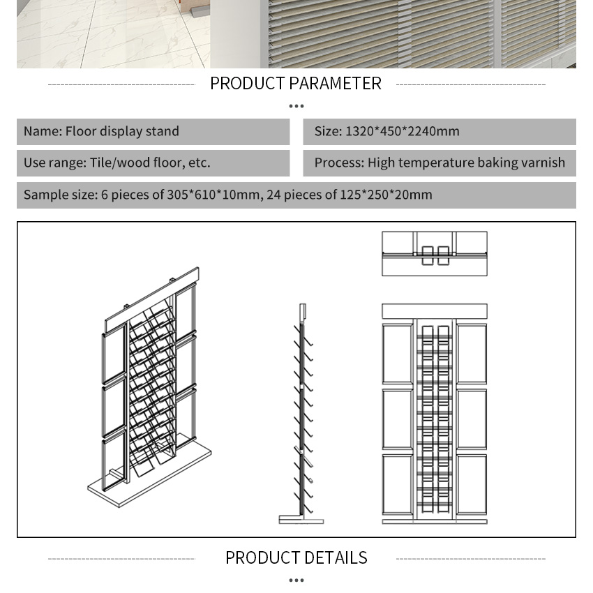 Tsianfan Wholesale Custom Metal Floor Standing Ceramic Quartz Granite Sample Stone Floors Marble Stand Tower Tile Display Rack