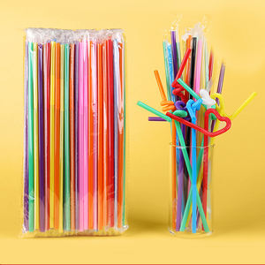 Grosir sedotan plastik PP sekali pakai pesta sedotan bengkok minuman jus sedotan seni sekali pakai warna - Product Image 1
