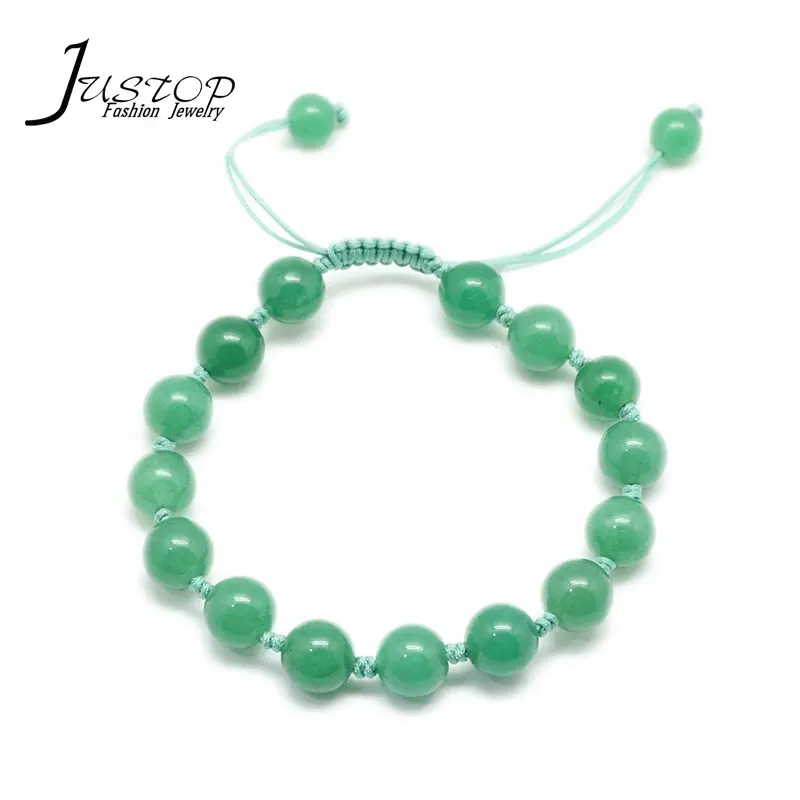 2020 Unieke 10Mm Custom Natuursteen Kralen Armband Groene Jade Verstelbare Armband Voor Souvenir Geschenken