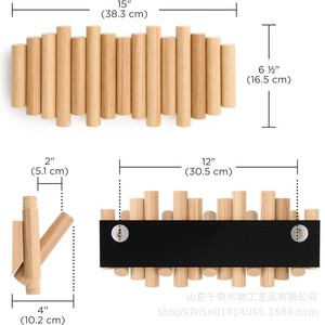 Solid Wood Wall Mounted Coat Rack With Adjustable Pegs Multipurpose Entryway Storage <b>Hook</b> Natural Wood Color Rectangle Shape - Product Image 5