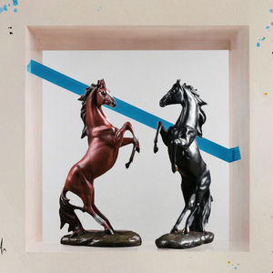 Large Golden <b>Black</b> <b>White</b> Arabian Horse Resin Statue Art Sculpture Decorative <b>Ornaments</b> Home Feng Shui Conris - Product Image 3