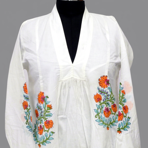 Robe longue tunique indienne faite à la main en coton pour l'été, imprimée au bloc, brodée, grande taille, ODM, pour femmes - Product Image 1