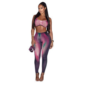 Yaz yeni tasarım kadın yelek kırpma üst yüksek bel pantolon spor giyim iki parçalı Set kadın rahat setleri - Product Image 4