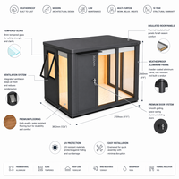 Módulo de Oficina Modular para Jardín de 114 pies cuadrados, Cabina Prefabricada Moderna de Aluminio DIY para Dormitorio, Parque y Mercados de la UE/EE. UU.