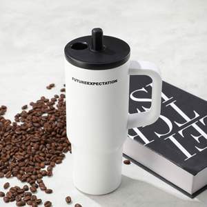 Large Stainless Steel <b>Tumbler</b> 24oz Double Wall Vacuum Insulated Travel <b>Cup</b> <b>with</b> Handle and <b>Straw</b> - Product Image 6