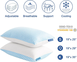 Bantal Busa Memori Terurai yang Sejuk, Bernapas, dan Dapat Disesuaikan dengan Sarung Bantal yang Dapat Dilepas dan Dicuci untuk Semua Posisi Tidur - Product Image 6