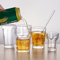 Verre à bière Collins octogonal transparent de style européen pour bar/KTV, avec couvercle, épaissi, pour thé aux fruits, boissons froides, jus