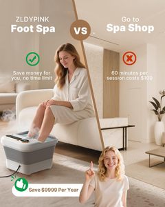 Masseur de pieds pliable avec rouleaux automatiques, boules de massage Shiatsu, contrôle de la température, bulles électriques, pédicure - Product Image 3