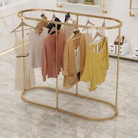 Haut de gamme dame boutique ronde vêtements suspendus or métal vêtements présentoir robe présentoir