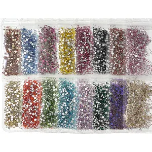 Diamantes de imitación de cristal ecológicos de tamaño mixto de alta calidad, piedra trasera plana de <span class=keywords><strong>diamante</strong></span> no Hotfix para arte de uñas DIY - Product Image 1