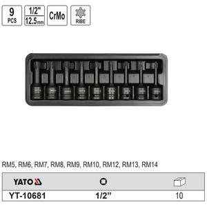 Yato <b>Torx</b> <b>Socket</b> <b>Set</b> 1/2 In CrMo 9 Pcs Industrial Grade - Product Image 2
