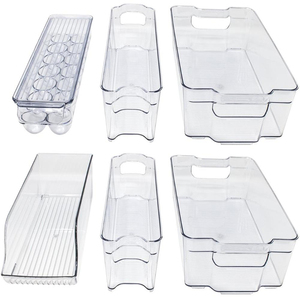 Factory Direct Sale Multifunctional Plastic Pet Transparent Food Storage Stackable Fridge Organizer
