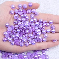 Perles en plastique demi-rondes roses imitation perle, dos plat, à coller, sans trou, en vrac pour l'art des ongles et les loisirs créatifs, vente en gros