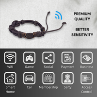 Bracelet NFC chaîne en cuir de coquille de noix de coco réglable RFID cadeaux étiquette de contrôle d'accès pas d'application Bracelet intelligent personnalisation LF/HF