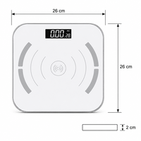 Balance de salle de bain numérique carrée 26x26cm, pèse-personne électronique avec écran LED, design fin de 2cm pour usage domestique