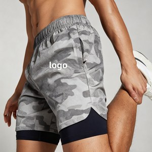 Shorts Deportivos Ligeros para Hombre, Estilo Camuflaje, Paquete de 2, Secado Rápido, para Entrenamiento Atlético y Gimnasio, con Bolsillos con Cremallera - Product Image 4