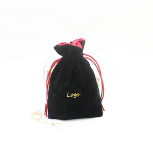 Individuelles Logo Schwarzer Samtbeutel mit Kordelzug <span class=keywords><strong>Satin</strong></span>-Futter Maßgefertigte Würfelbeutel Textilverpackung Werbegeschenke Kostenlose Muster - Product Image 5