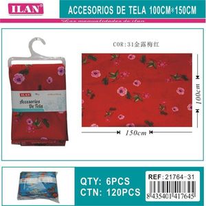 Ilan Fabric Accessory 100cmx150cm <b>Red</b> Floral Print Sewing Craft <b>Material</b> - Product Image 3